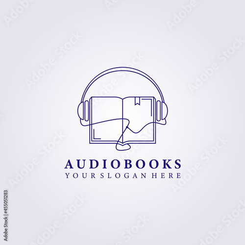 online course audiobook podcast logo vector illustration creative flat line art design