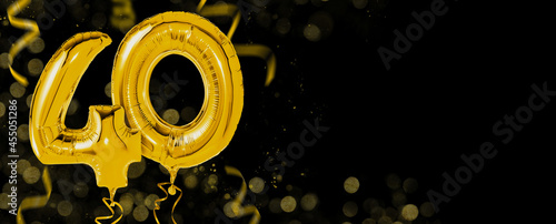 Golden balloons with copy space - Number 40 photo