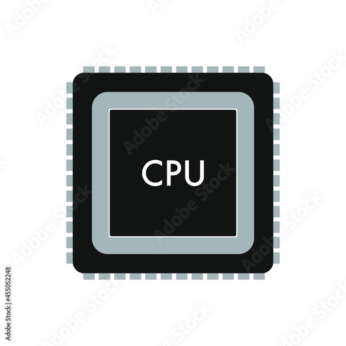 Vector Icon of computer chips. The processor has the inscription: CPU, chip, micro-chip, processor. Isolated on a blank, editable and changeable background.
