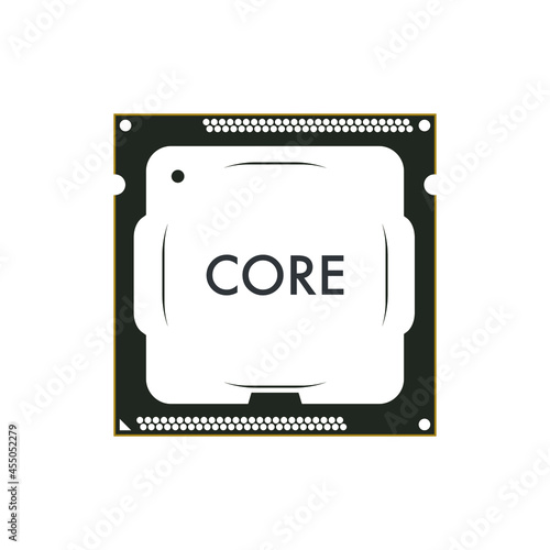Vector Icon of computer chips. The processor has the inscription: CPU, chip, micro-chip, processor. Isolated on a blank, editable and changeable background.
