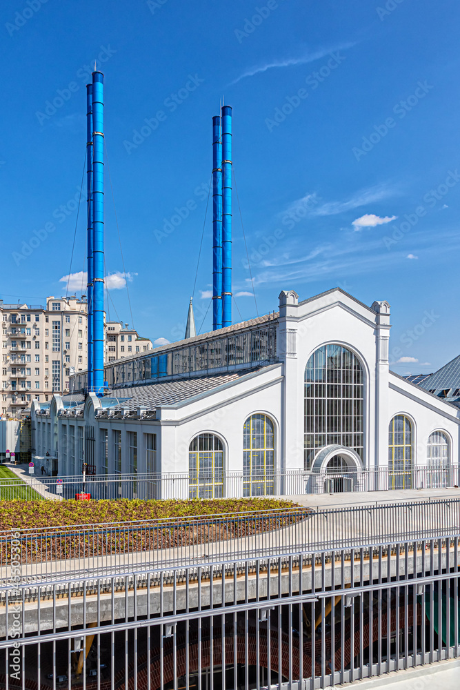 Fototapeta premium GES-2 with blue pipes, a former power plant, now a Museum of Modern Art