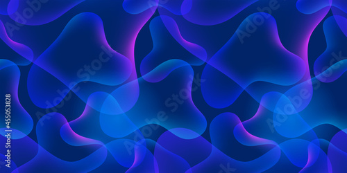 seamless pattern with liquid bubbles on dark blue background. Abstract background with lava lamp effect. illustration.