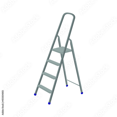 Gray metal stepladder on a white background