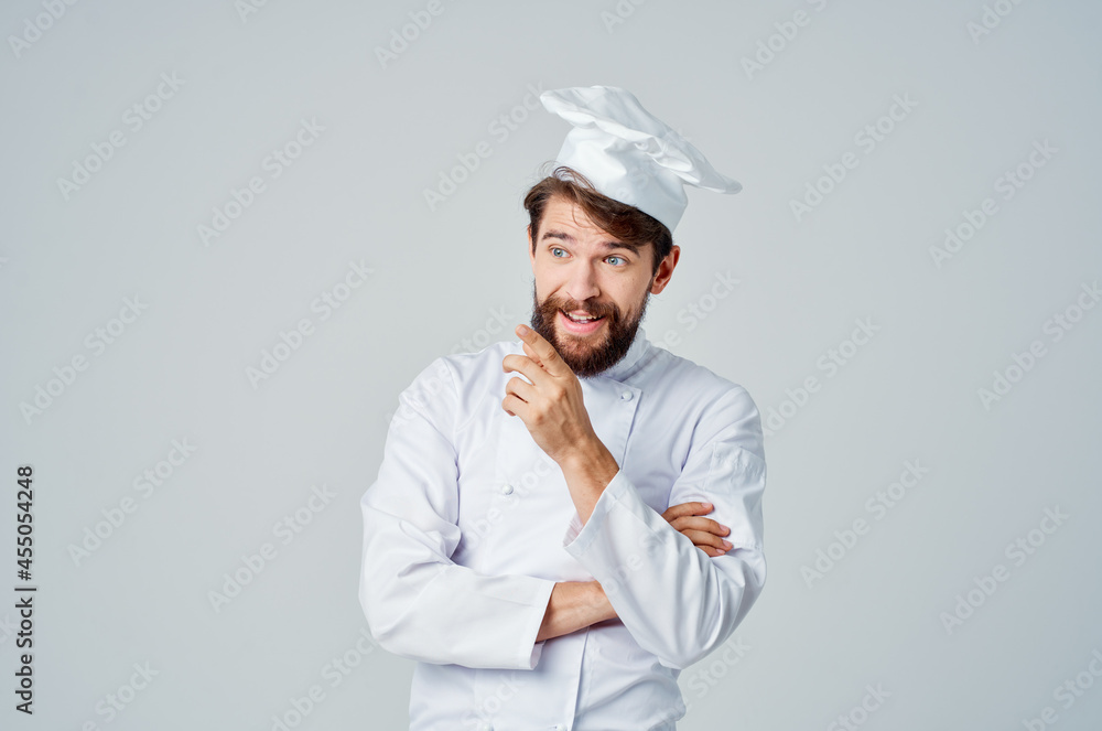 bearded man restaurant service Professional light background bearded man restaurant service Professional light background