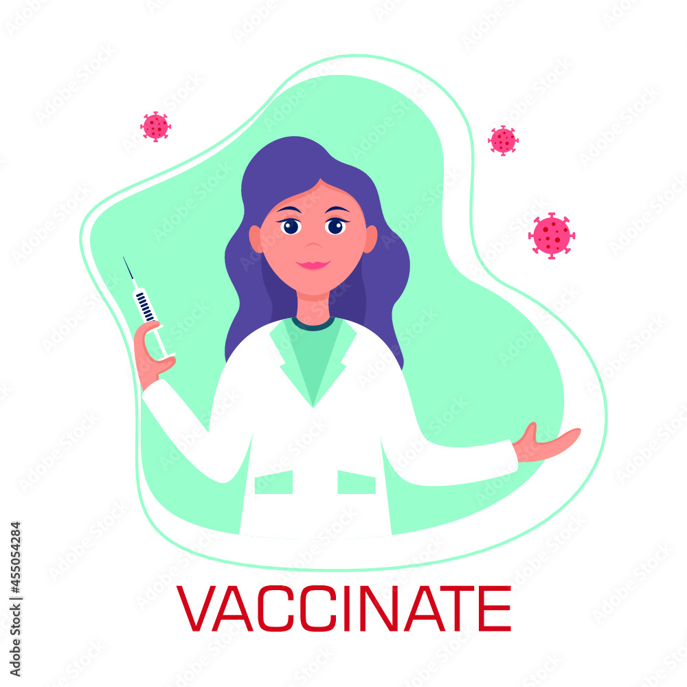 doctor with vaccine and inscription get vaccinated doctor with vaccine and inscription get vaccinated