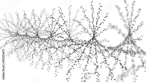 Dotted halftone waves. Sketch of sea waves. Round dots effect illustration. 3d rendering