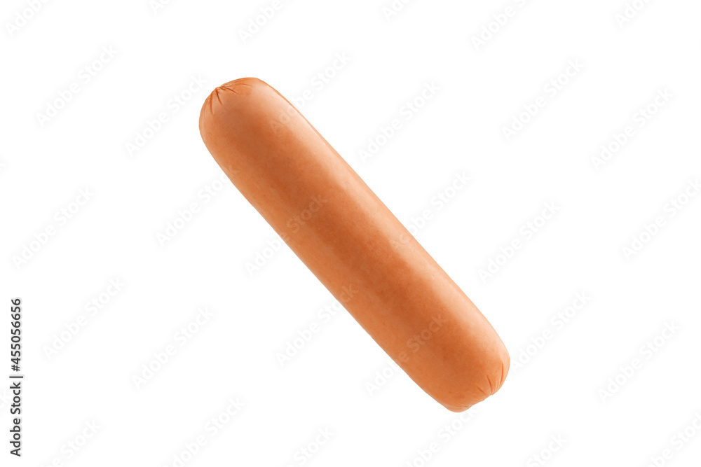 One raw sausage isolated on white background One raw sausage isolated on white background