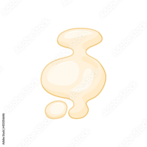 A drop of mayonnaise sauce. A smear of cheese sauce. Vector illustration of creamy yogurt texture clots isolated on a white background.
