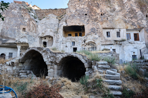 Ancient ruins in Cappadocia cave and cages made of limestones