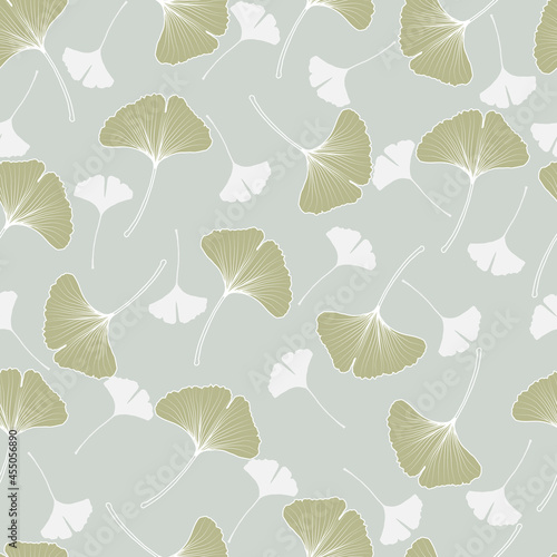 Ginkgo biloba leaf autumn vector seamless pattern background. Trendy for fabric, textile print, wallpaper, invitation or packaging.