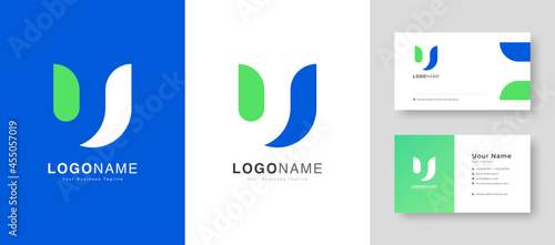 Modern Colorful Initial Creative Clean U Letter Logo With Premium Business Card Design Vector Template for Your Company Business photo