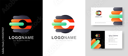 auto service, repair center Colorful Initial C Letter Logo With Premium Business Card Design Vector Template for Your Company Business