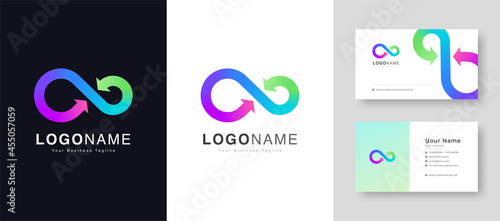Creative Colorful Infinity Hyperloop  arrow Logo With Premium Business Card Design Vector Template for Your Company Business