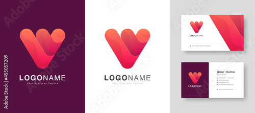 Modern Colorful Initial Creative Clean V Letter Logo With Premium Business Card Design Vector Template for Your Company Business