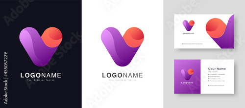 Modern Colorful Initial Creative Clean V Letter Logo With Premium Business Card Design Vector Template for Your Company Business