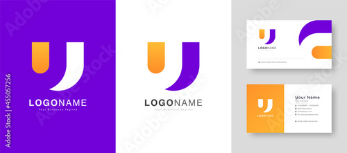 Modern Colorful Initial Creative Clean U Letter Logo With Premium Business Card Design Vector Template for Your Company Business