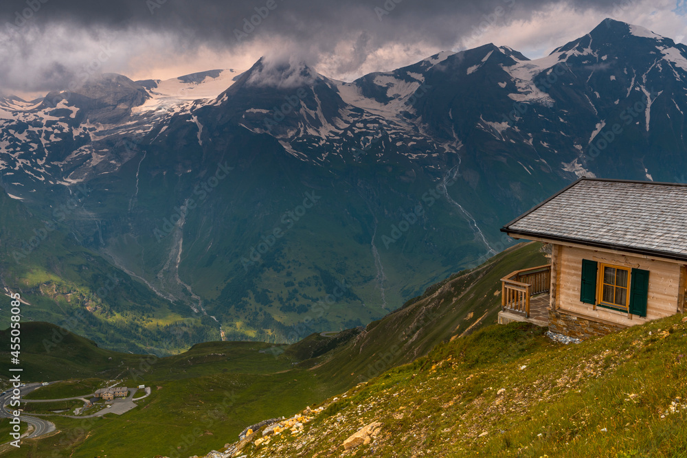 Cabin Log Chalet in Austria High Alps Mountains Cabin Log Chalet in Austria High Alps Mountains