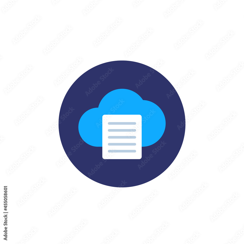 document in cloud icon, flat vector document in cloud icon, flat vector