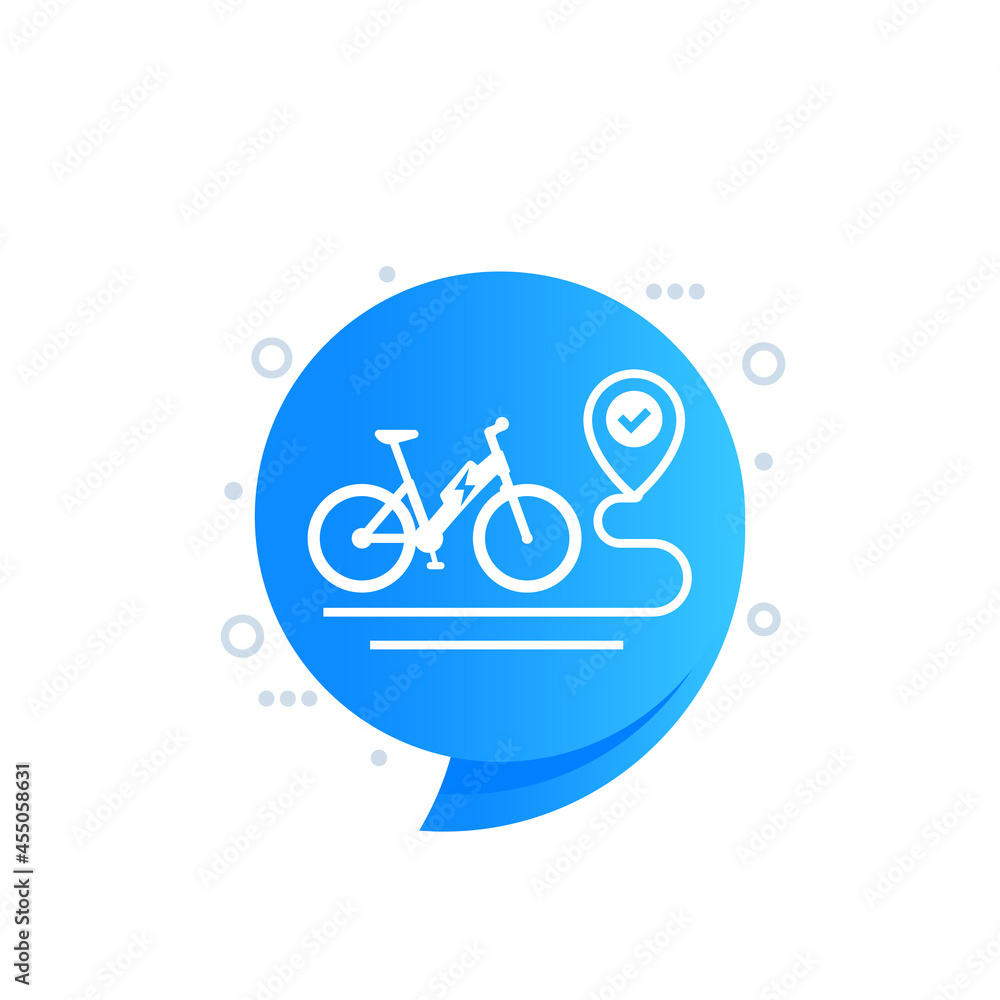 Electric bike and route icon, vector Electric bike and route icon, vector