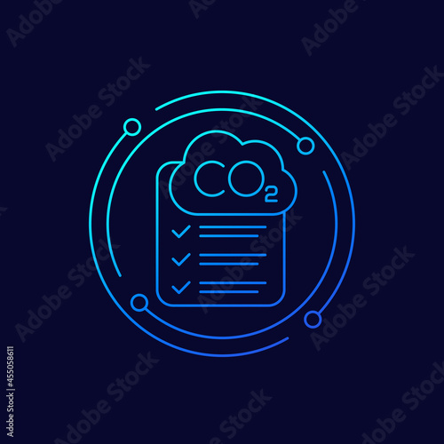 co2 gas, carbon dioxide line vector icon with a checklist