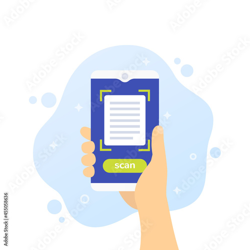 document scan in mobile app, vector icon