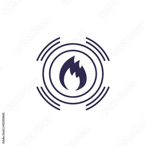 Fire detector, sensor icon on white