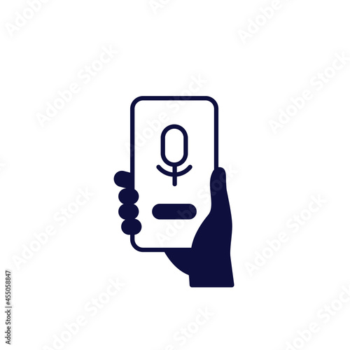 voice assistant app, phone in hand icon