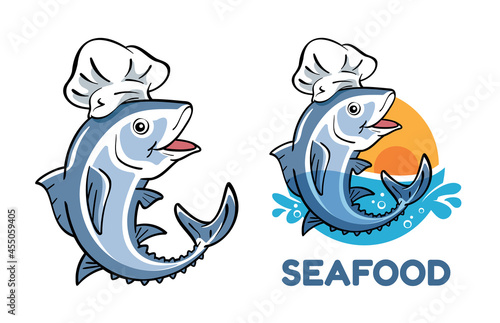 Tuna cartoon character wearing chef's hat