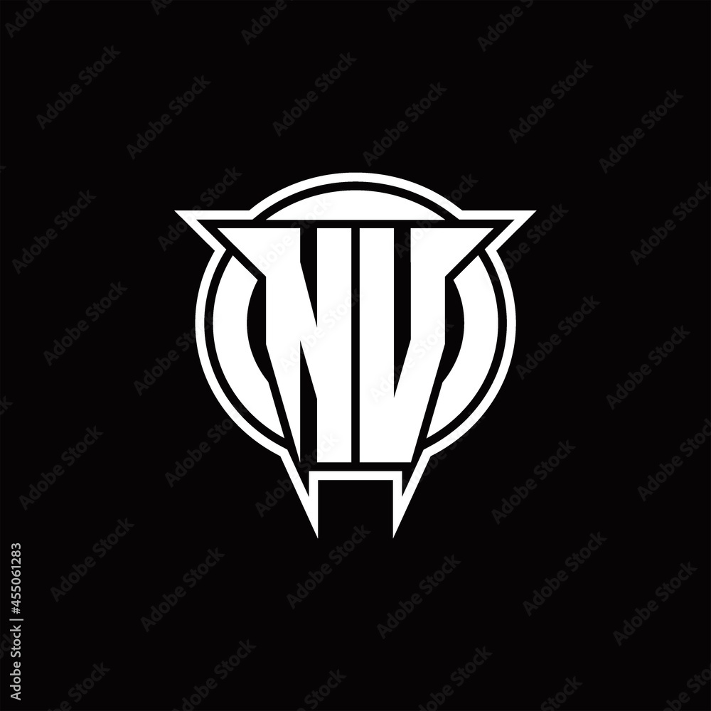 NV Logo monogram with circle rounded shape design template NV Logo monogram with circle rounded shape design template