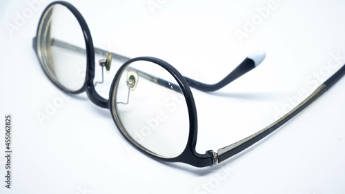A broken eyeglass leg isolated on white background