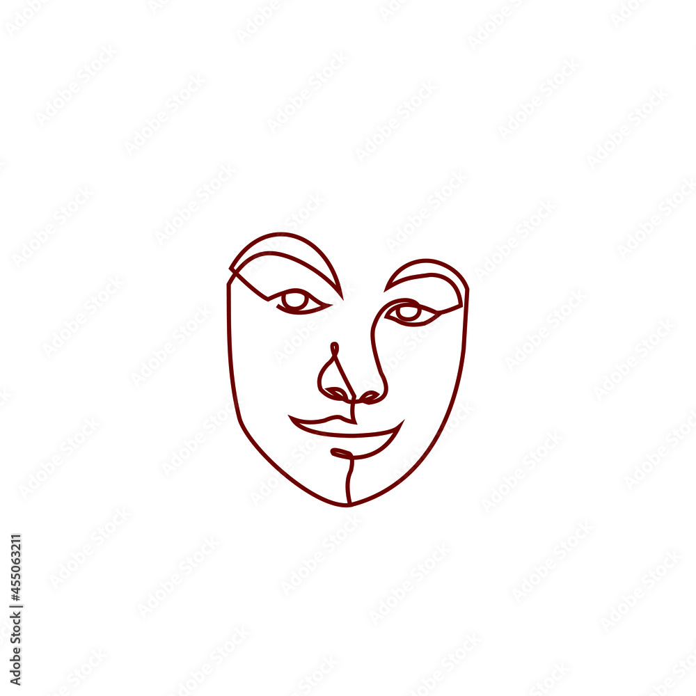 woman face line abstract vector illustration template