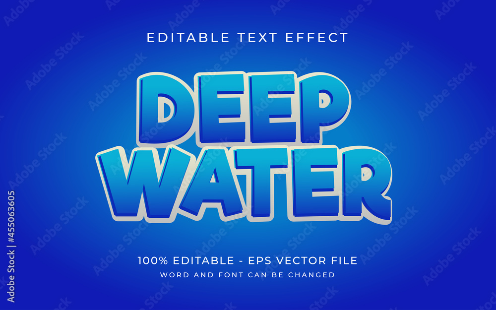 deep blue water style text effect style editable text effect