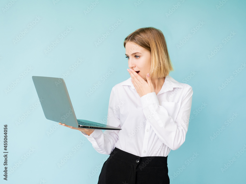 shocked news office woman research information shocked news office woman research information