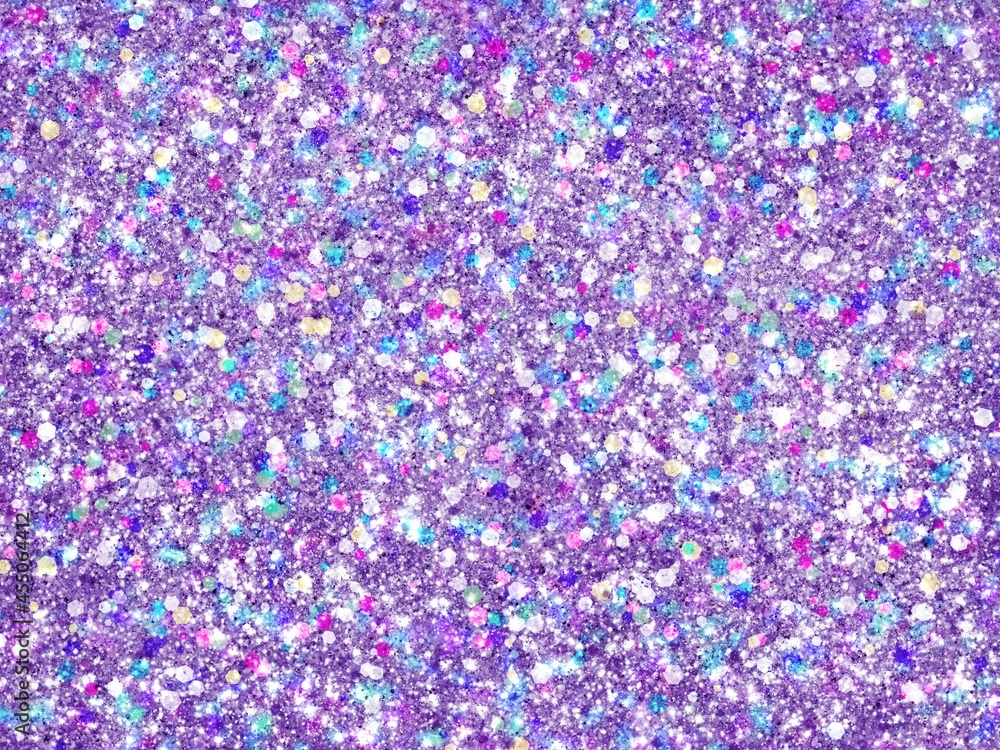 オーロラカラーのパープルラメを敷き詰めた背景　質感素材