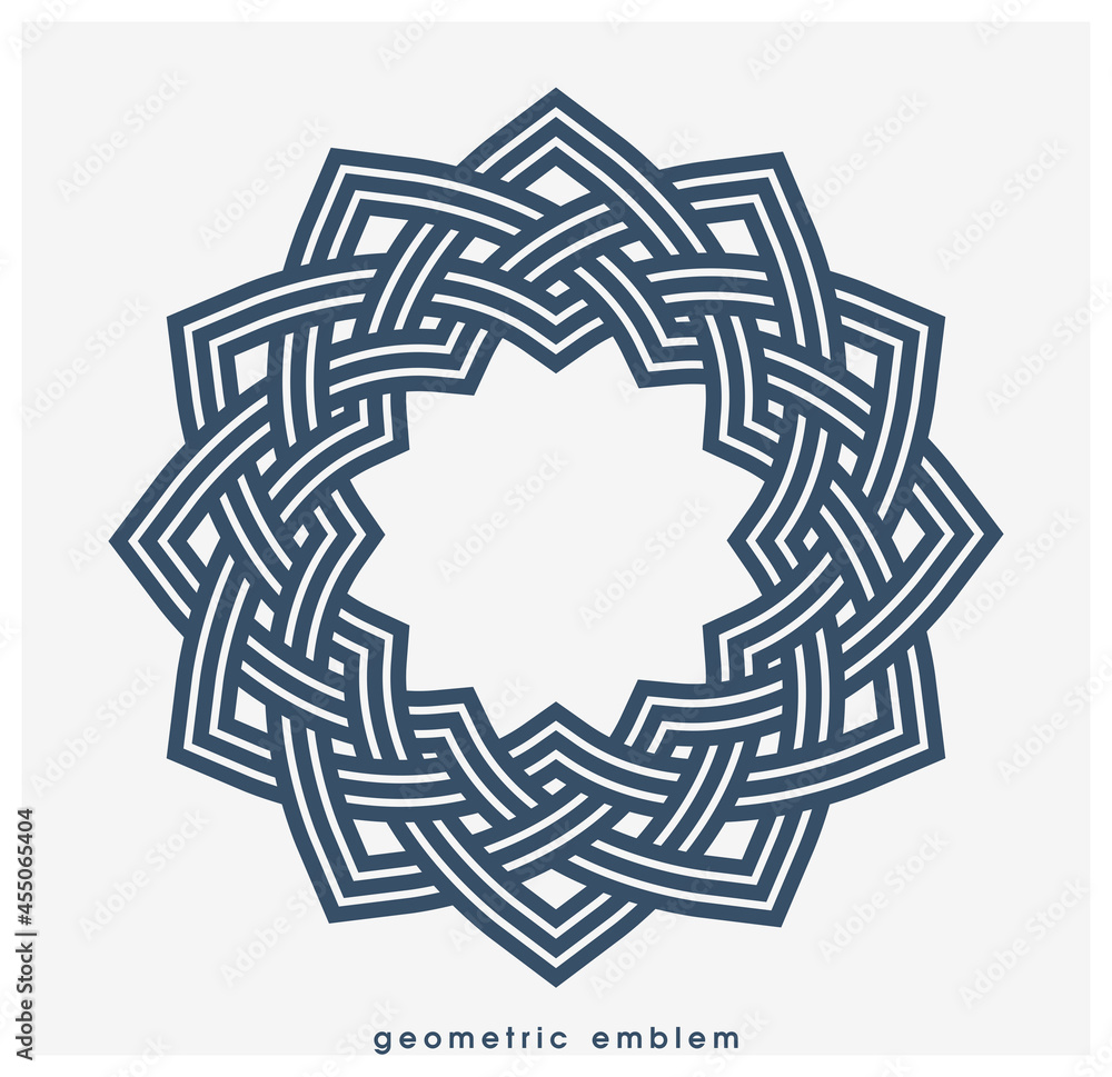 Abstract geometric flower vector symbol isolated on white, line art geometrical shape emblem or icon, best for boutique or cosmetic or hotel or spa or jewelry logo. Abstract geometric flower vector symbol isolated on white, line art geometrical shape emblem or icon, best for boutique or cosmetic or hotel or spa or jewelry logo.