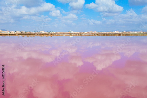 Nice landscape of stagnant lagoon for the production of salt in San Pedro del Pinatar, Murcia photo