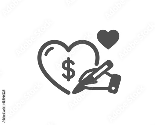 Donation organization icon. Volunteer care sign. Health insurance symbol. Classic flat style. Quality design element. Simple social care icon. Vector
