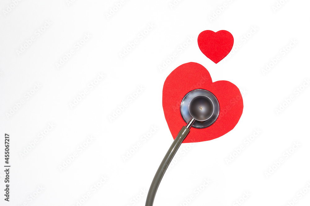 Stethoscope with paper heart. Concept of health care. Copy space. Stethoscope with paper heart. Concept of health care. Copy space.