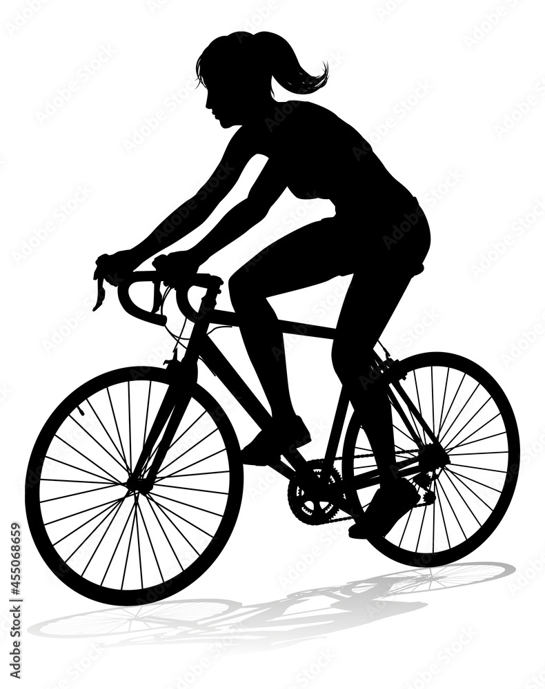 Obraz premium Woman Bike Cyclist Riding Bicycle Silhouette