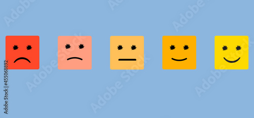 good idea. Customer satisfaction concept. customer satisfaction feedback with emotions.
World mental health day. Evaluation and rating concept. High feedback score.