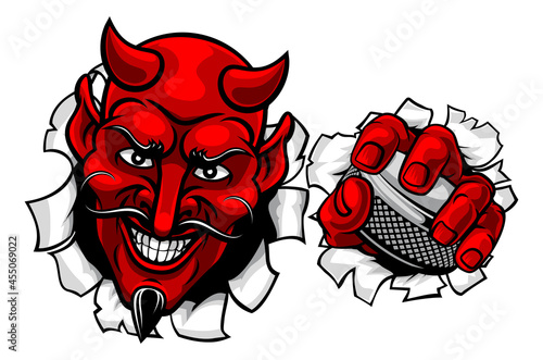 Devil Satan Ice Hockey Sports Mascot Cartoon