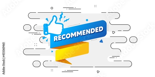 Recommended paper banner. Geometric ad banner on flow pattern. Best deal tag. Bubble with thumbs up icon. Transition pattern cover. Recommended banner label. Vector