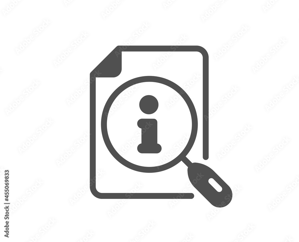 Search info icon. User manual sign. Information document symbol. Classic flat style. Quality design element. Simple search icon. Vector Search info icon. User manual sign. Information document symbol. Classic flat style. Quality design element. Simple search icon. Vector