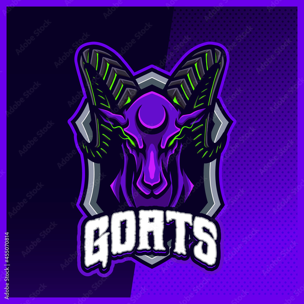 Goat Ram Sheep mascot esport logo design illustrations vector template, Aries logo for team game streamer banner discord