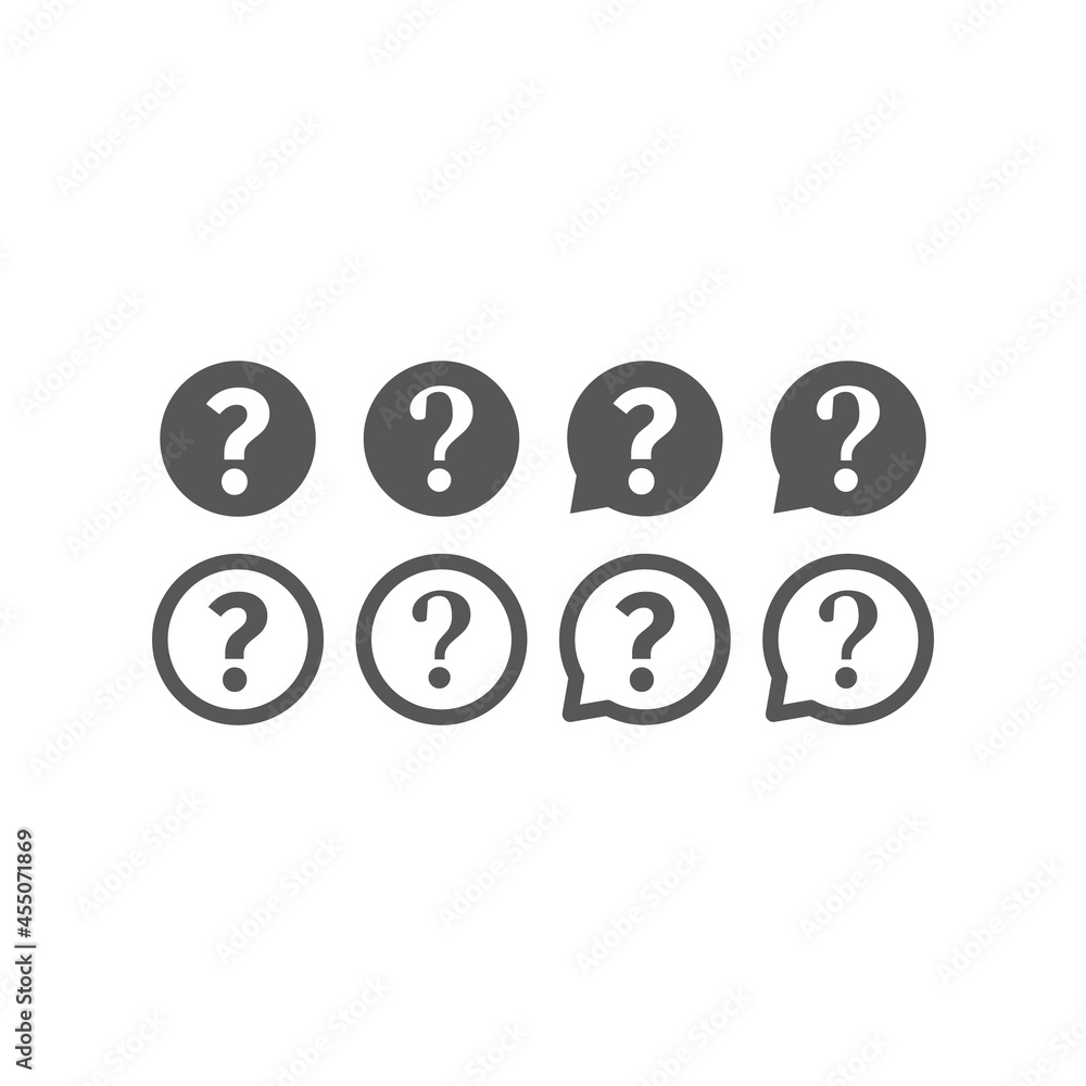 Question mark circle and bubble icon. Help and faq black vector icons. Question mark circle and bubble icon. Help and faq black vector icons.