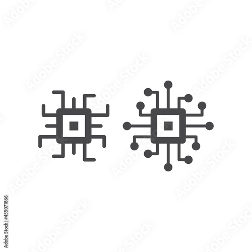 Microchip black vector icon. Micro chip simple symbol.