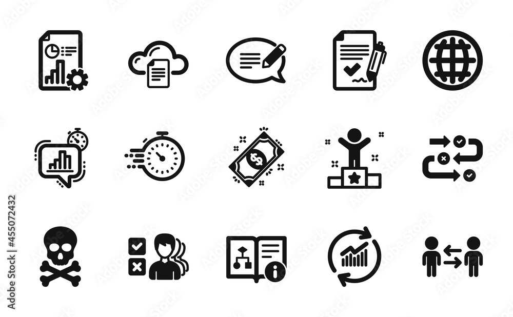 Vector set of Timer, Technical algorithm and Message icons simple set. Approved agreement, Teamwork business and Statistics timer icons. Payment, Opinion and Survey progress signs. Vector Vector set of Timer, Technical algorithm and Message icons simple set. Approved agreement, Teamwork business and Statistics timer icons. Payment, Opinion and Survey progress signs. Vector