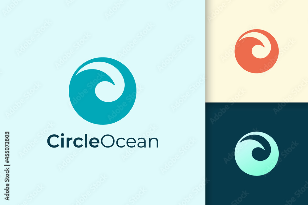 Sea or ocean logo in simple circle shape represent beach or surfing Sea or ocean logo in simple circle shape represent beach or surfing