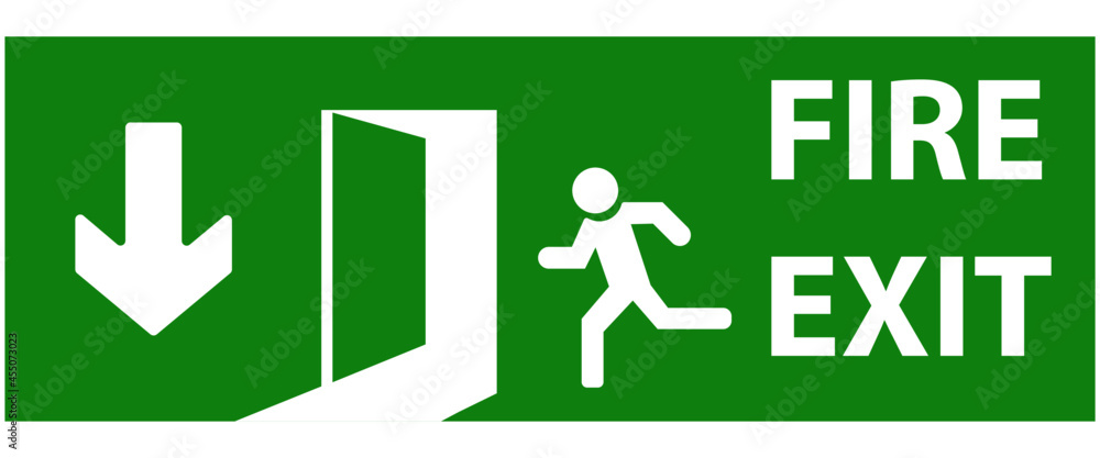 The fire exit emergency door guides the safe exit. Emergency exit door. Security concept. Vector design eps 10. The fire exit emergency door guides the safe exit. Emergency exit door. Security concept. Vector design eps 10.