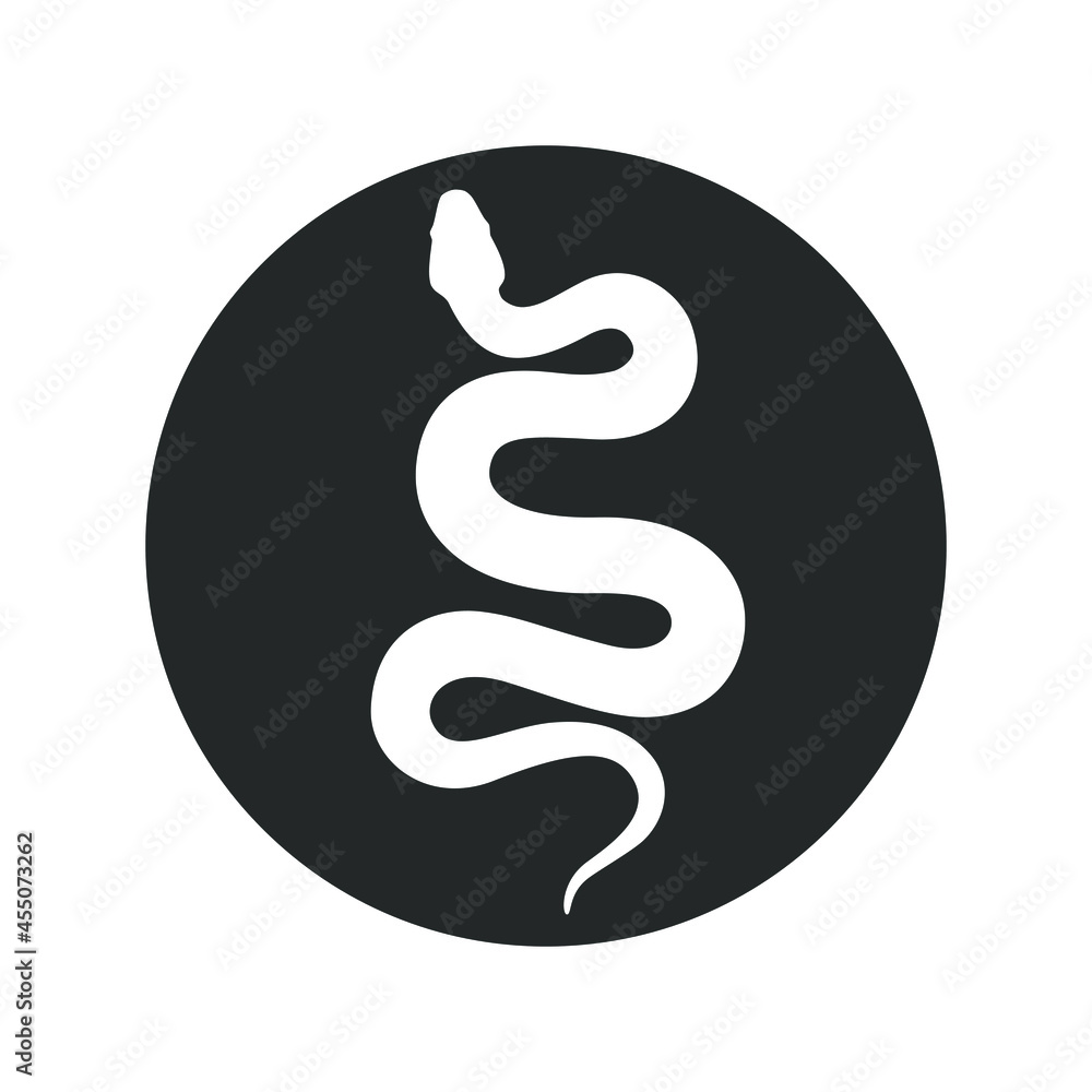 Snake graphic icon. Snake sign in the circle isolated on white background. Vector illustration Snake graphic icon. Snake sign in the circle isolated on white background. Vector illustration